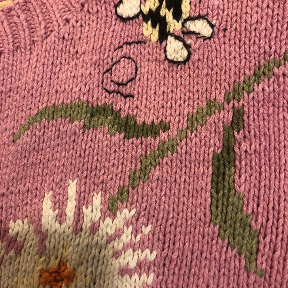 Talbots Hand-Knit Floral & Bee Cardigan — Rare Collectible (Size L) - Picture 9 of 9